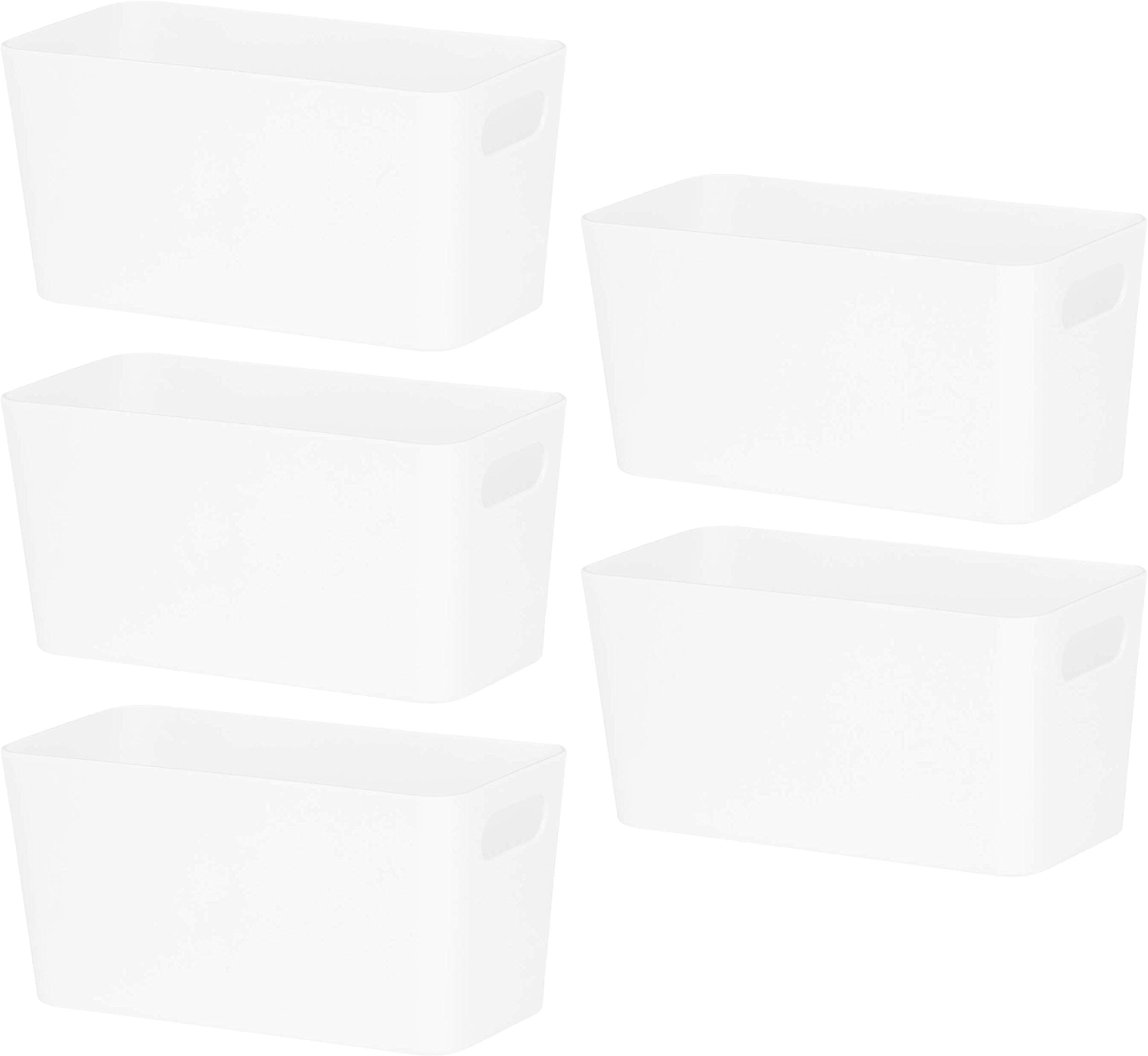 Wham Bam 6.01 Ice White Plastic Studio Storage Baskets Office Home & Kitchen Tidy Organiser 20.0 x 10.0 x 10.0cm (5 Baskets)