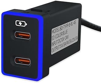 Car Charger for Toyota USB C Dual Port Charger PD 3.0 Type C Fast Charging with LED Light Show,Compatible with Smart Phone,Tablet,and More. (Blue 1.3x0.9inch