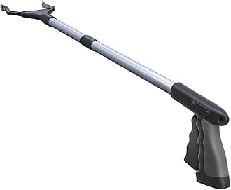 2024 Upgrade PowerGrip T9, Grabber Reacher Tool, Wide Jaw, Foldable, Steel Cable, with 96 Grip Points for Firm Grip, 32" with Magnet (Gray, 32 Inch)