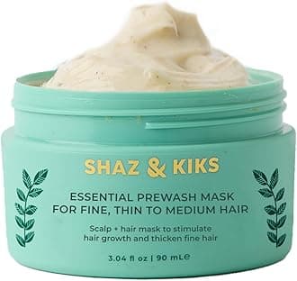SHAZ & KIKS Essential Prewash Scalp+Hair Mask for Fine, Thin to Medium Hair | Deliver 35+ Essential Nutrients to Build Long-term Health | Stimulate Growth & Thicken Fine Strands | Color-Safe | 90ml