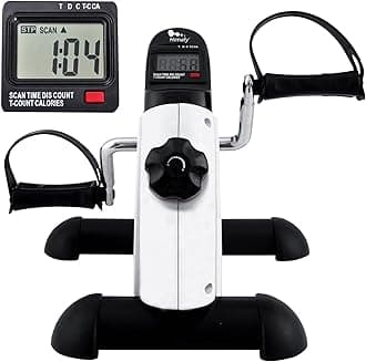 Mini Exercise Bike, Under Desk Bike Pedal Exerciser Portable Foot Cycle Arm & Leg Peddler Machine with LCD Screen Displays