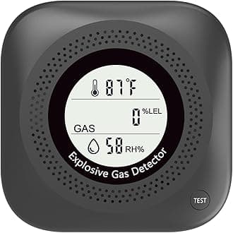 Natural Gas Detector, Y302 Pro 3 in 1 Plug-in Combustible Gas Leak Detector Monitor(Gas, Temperature and Humidity Display) for LNG,LPG,Methane, in Kitchen,Propane Gas Detector for Home(1Pack Black)