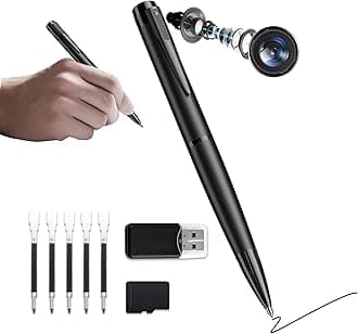 Body Camera Pen with 64GB Memory Card, 1080P HD Mini Surveillance Camera, Portable Pocket Cam, Black
