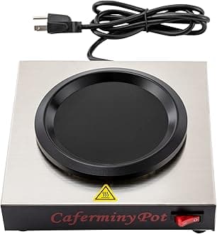 Commercial Coffee Warmer Single Burner Decanter Warmer Plate - 80W, 176℉, Stainless Steel, Non-Stick Coating, One-Piece Structure, Ideal for Cafe, Buffet, Event and Commercial Use