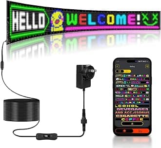 Large Programmable LED Sign, 52"x7.5" Flexible 110V Scrolling Display, Customizable Text, Patterns & Animations, Multi-task Loop Playback for Store, School, Hotel, and Event Sign