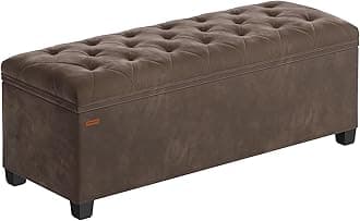 SONGMICS Velvet Storage Ottoman Bench, Foot Rest with Legs, 15.7 x 43 x 15.7 Inches, End of Bed Bench, Storage Chest, Load up to 660 lb, for Living Room, Bedroom, Entryway, Walnut Brown ULSF089K01