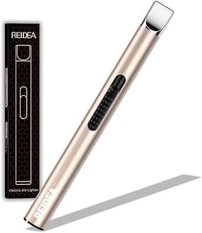 Electric USB Windproof Flameless Rechargeable Lighter, Made of Durable Zinc-alloy with Safety Protector Button for Home, Kitchen, Candle, Fireworks USB Cable Included Champagne Gold OT1060