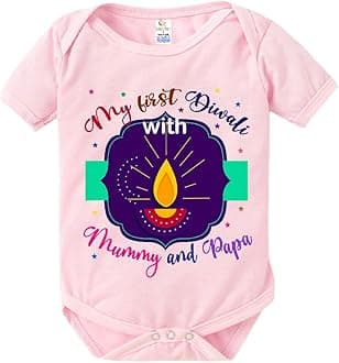 baby wish Baby Diwali Bodysuits Newborn Deepawali Romper Half Sleeve Unisex Romper My First Diwali with Mummy & Papa