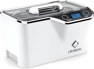 Ultrasonic Jewelry Cleaner, Professional 45kHz Ultrasonic Cleaner Machine 20 Ounces (600ML) with Digital Timer, Watch Holder Ultrasonic Glasses Cleaner for Ring, Coin, Watch, Denture -White