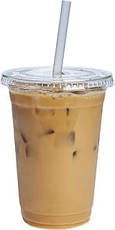 Comfy Package 20 oz. Plastic Cups With Lids [50 Sets] Flat Lids