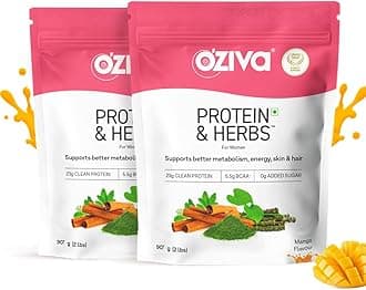 OZiva Protein & Herbs for Women (Mango) I Manage Weight, Energy & Metabolism | Clean Protein, Shatavari, Green Tea I No Added Sugar, 4lbs (Pack of 2)