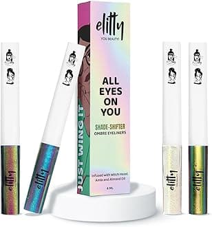 Elitty Vivid Vibe Ombre Waterproof Liquid Eyeliner Combo (Pack of 4) | Holographic Shades (Green-Brown,Purple-Blue,Pink-Copper,Golden-Green) | Lasts Upto 12 Hrs | 4 ML Each