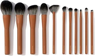Makeup Brush Set- brush bubble full set makeup brushes for liquid foundation, powders, creams and shadows. 11 Piece Vegan, Silver-infused, soft luxury face makeup brush set