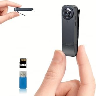 Mini Body Camera with Audio & Video Recording - Small POV Cam 1080P with 64G Card - Wearable Personal Portable Cameras Recorder DV - Night Version Camcorder for Security Work Records Guard Traveling