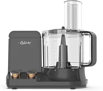 NutriChef Food Processor 2 Liter Capacity - Multipurpose & Ultra Quiet Powerful Motor - Includes 6 Attachment Blades - 12 Cup Capacity - Pre-Set Speed For Easy Use - Black Chrome & Space Gray