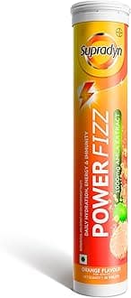 PowerFizz Energy Booster 1000 mg Amla, Zinc | 10x More Electrolytes Than Bottled Water | Orange Flavored Hydration | 20 Effervescent Tablets