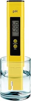 PH Meter for Water Hydroponics Digital PH Tester Pen 0.01 High Accuracy Pocket Size with 0-14 PH Measurement Range for Household Drinking, Pool and Aquarium (1, Yellow, Normal)