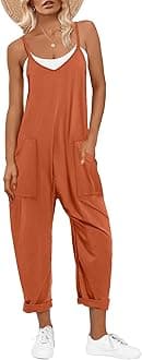 ANRABESS Jumpsuits for Women Casual Summer Overalls Sleeveless Spaghetti Strap Romper Jumpers Trendy Beach Vacation Outfits Orange Medium