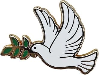Peace Dove and Branches Enamel Pin, Pigeon Pin Animal Badge