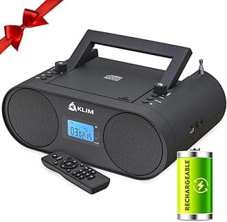 KLIM Boombox B4 Radio with CD Player + 2024 Release + AM/FM Radio, MP3, Bluetooth, AUX, USB Portable with Wireless Mode and Rechargeable Battery + with Remote Control, Autosleep, Digital EQ