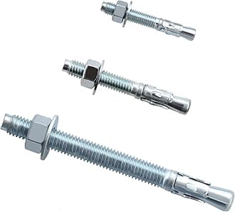 15 Pcs 1/4" x2-1/4,3/8"x3",1/2" x5-1/2 Wedge Anchors Zinc Plated Assortment Kit for Concrete