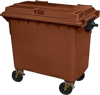 Brown 660 ltr Wheelie Bin - Regular Size 4-Wheel Wheelie Bin - Tough & Durable - For All Your Outdoor Rubbish & Recycling - EN840 Certified & Tested