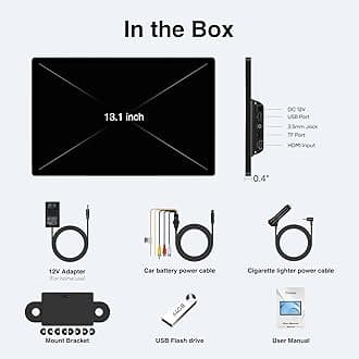 13.1-inch Android 13 Multi-Functional Car TV Headrest Monitor for Back Seat, Full High Definition QLED Touch Screen Video Player, Support WiFi/Bluetooth/Mobile Mirror Link/HDMI/USB/RCA