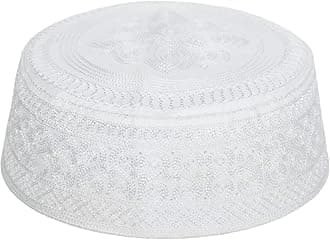Ibluelover Men Muslim Prayer Kufi Hat Breathable Embroidery Kofia Topi Sunhat Islam Kufi Headware Praying Beanie