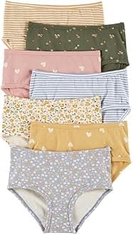 Carter's Girls Little 7-Pack Underwear (Floral/Stripes/Hearts, 14)