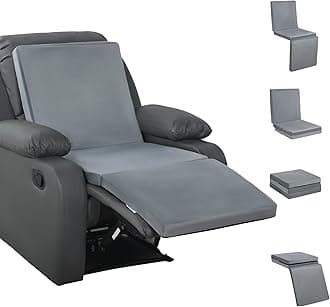 HOMBYS 3-in-1 Recliner Seat Cushion with Lumbar Support Pillow & Footrest, Multi-Functional Adjustable Height 2" to 6" for You to Choose, Non-Slip Foam Chair Cushion for Elderly, Light Grey