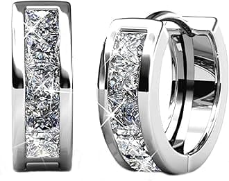 Hoop Loop Earrings for Women18K White Gold with Sparkling Element Crystal with Jewellery Box for Women Wife Mother Daughter