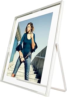 Silver Floating Frame (8"x10", Vertical), For Picture 7x9, 6x8, 5x7, Tabletop Shelf Photo Frame, Classy Gift For Graduation Commemoration, Birthday or Wedding