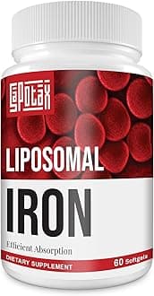 Liposomal Fe Iron Supplement for Women, 65 mg Iron Supplement with Folic Acid & Vitamin B12 for Men, Daily Blood & Energy Support for Adults Iron Deficiency 60 Softgels (1 Bottle)