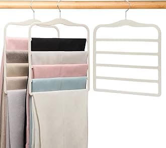 Pants Hangers Space Saving,Organization and Storage for Dorm Room Essentials for College Students Girls,Non-Slip Velvet Hangers,Multifunctional Pant Hanger Closet Organizer for Trousers Scarf-3 Pack
