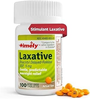 TIME-CAP LABS, INC."Bisacodyl Oportuno 5Mg - 100 Tablets - Laxatives For Constipation Relief - Compared To The Active Ingredients In Dulcolax - Gentle And Constipation Relief