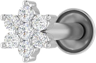 0.04 to 0.15 Carat 7-Stone Natural Diamond Nose Pin Screw Back Cluster Nose Stud in 18K Gold Gift for Women