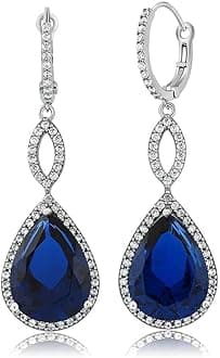 Gem Stone King 20.00 Cttw Long Drop Dangle Elegant Wedding Bridal Chandelier Teardrop Earrings for Women | 925 Sterling Silver | 2 Inch | Pear Shape 16X12MM | Fine Jewelry Gifts for Her Mom Women Wife