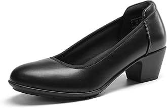 Women's Low Chunky Heels Comfortable Block Work Pumps Closed Round Toe Dress Shoes for Office Business