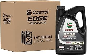 Castrol 03143C Edge High Mileage 5W-20 Advanced Full Synthetic Motor Oil, 5 Quart, 3 Pack