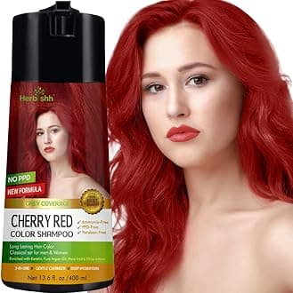 Hair Color Shampoo & Conditioner for Gray Hair – Enriched Color Dye Formula – Long Lasting & DIY (Cherry Red)