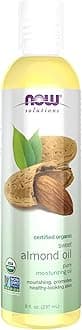NOW Foods Solutions, Organic Sweet Almond Oil, 100% Pure Moisturizing Oil, Promotes Healthy-Looking Skin, Unscented Oil, 8-Ounce