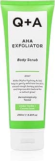 Q+A AHA Exfoliating Body Scrub, Combination of AHA Lactic Acid and Glycolic Acid in conjunction with Physical Peels Improves Skin Texture, 250 ml
