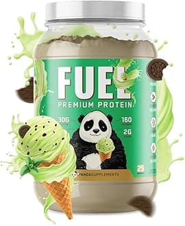 Panda Fuel Premium Protein Whey,Hydrolyzed Collagen,Casein,Probiotics, Enzymes, Keto Friendly,Time Release, 25 Servings (2.5 Pound, Mint Chocolate Ice Cream)