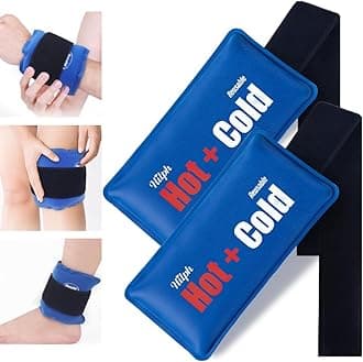 Hilph Large Ice Pack with Strap for Injury Reusable, 2 Packs Hot & Cold Compress Gel Pack for Muscle, Joint Pain & Swelling | Fits Knees, Ankles, Elbows & Wrists - Blue