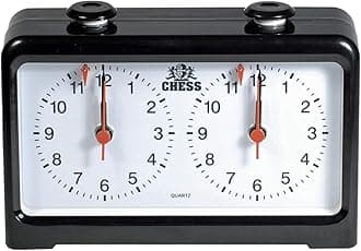 WE Games Analog Chess Clock Timer with Quartz Precision Technology, Game Timer Clock for Blitz Chess and Bullet Chess, Chess Timer Clock Official, Chess Clocks with Analog Timer for Board Games