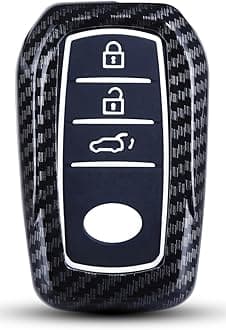 JVCV® Hard Case Key Cover Compatible with Toyota Innova Crysta Fortuner Legender Hycross Hilux Land Cruiser 3 Button Smart Key (Carbon Black)