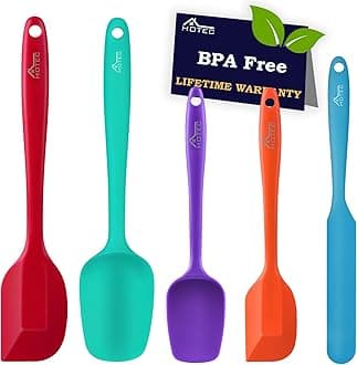 - Heat Resistant 600℉ Food Grade Silicone Rubber Spatula Set for Baking, Cooking, and Mixing Non Stick Dishwasher Safe BPA-Free Multicolor Set of 5