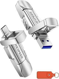 MOVE SPEED 256GB Solid State Flash Drive 400MB/s High Speed Type C + USB 3.2 Drive Dual Port, Thumb Drive Compatible with iPhone 15, 16 Series/Android Phone/MacBook/Audio/Smart TVV(1 Pack)