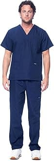 Dagacci Scrubs for Men Set - V-Neck Scrub Top and Cargo Pants - 8 Pockets Men Scrubs Set