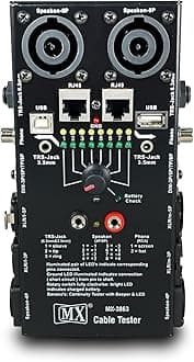 MX Cable Tester Line Finder with LED Indicators XLR TRS RJ45 USB with Battery Check Multi-Function Wire Tracker and Checker for Home and Studio